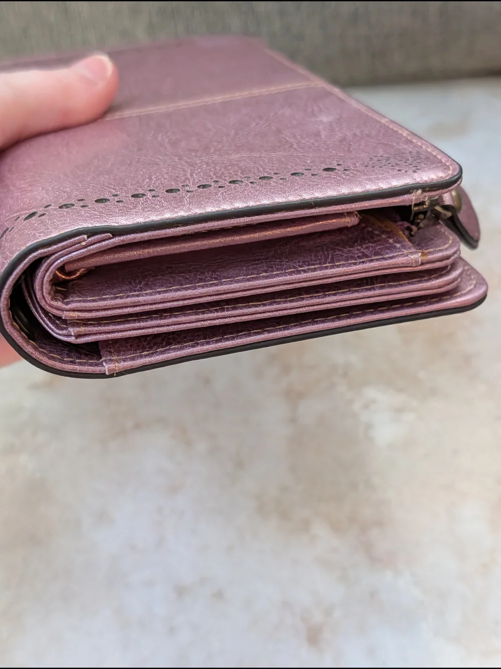 Lavemi Floral Accent RFID Wallet Clutch in Rose Metallic NWOT